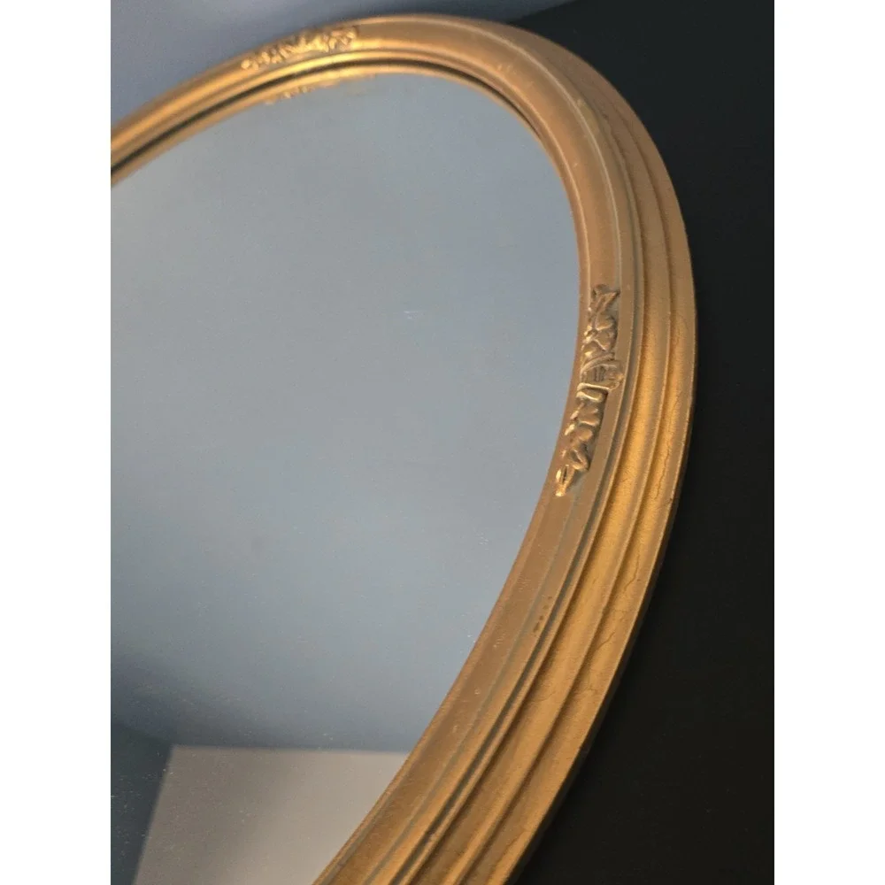 Uttermost Mirror Company Gold Narrow Oval Ornate Framed Wall Mirror Vintage